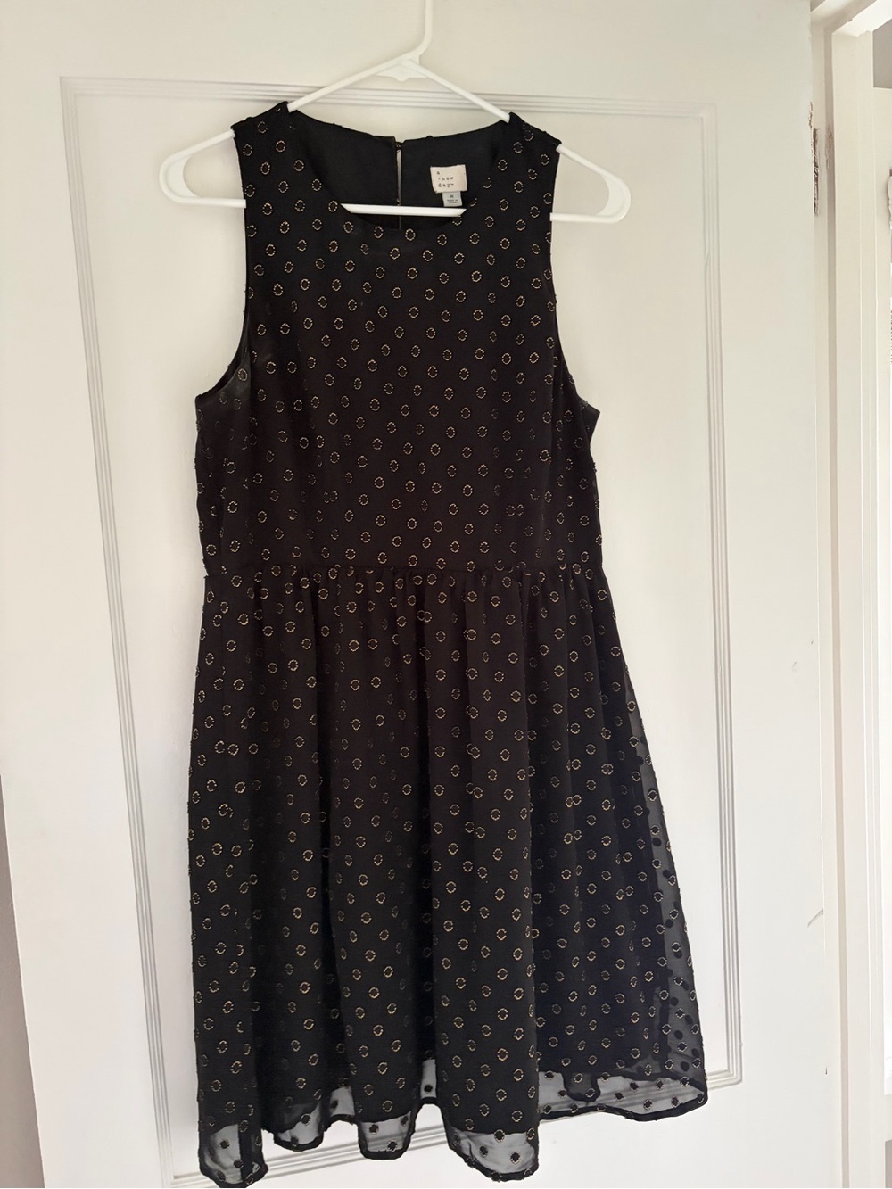 a new day Black Mini Dress with Gold Dot Print